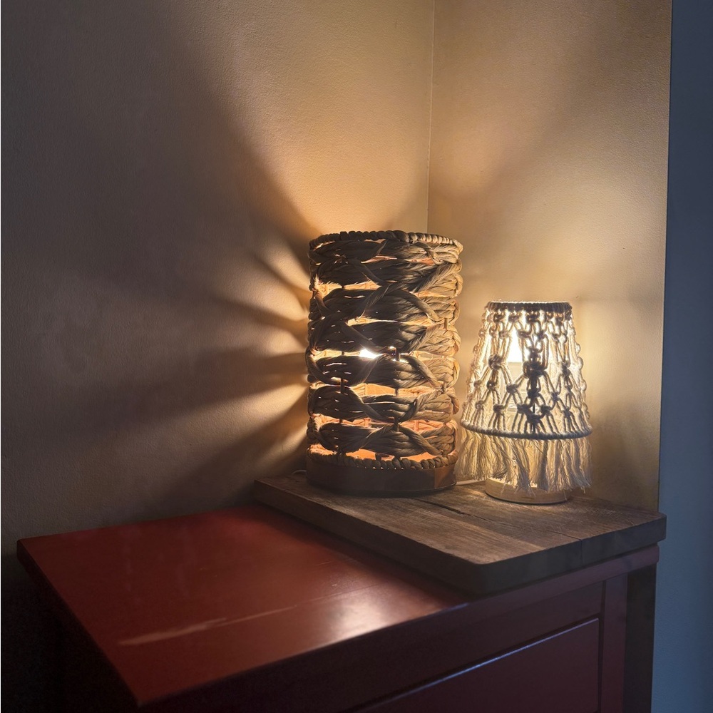 Rustic Boho Rope Lamps – Set of 2 (Warm Cozy Lighting)